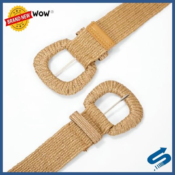 Straw Woven Elastic Boho Belt Stretchy Rattan Raffia Dress Accessory main image 5